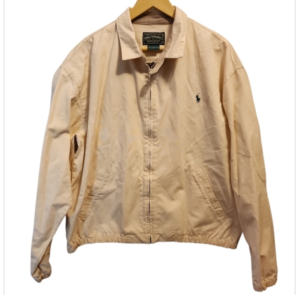 Vintage 90s Polo Country Ralph Lauren Blouson Jacket Tan Cotton Canvas Men Large
